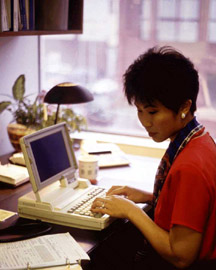 Portable laptop computers allow employees and customers to exchange information almost instantly