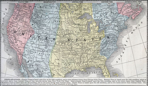 Time Zones in the US and Canada 1886